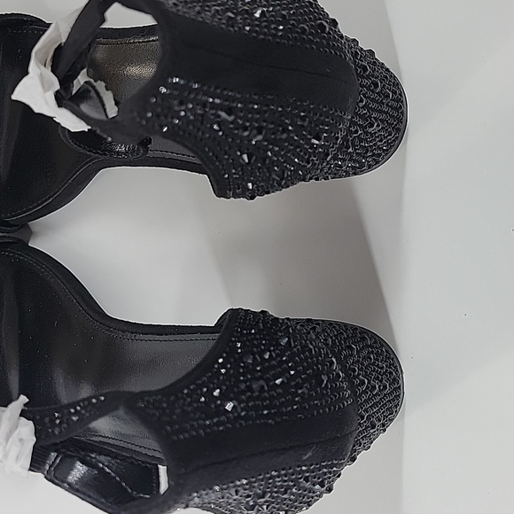 Black Glitter Block Heel Sandals NEW - Picture 14 of 16